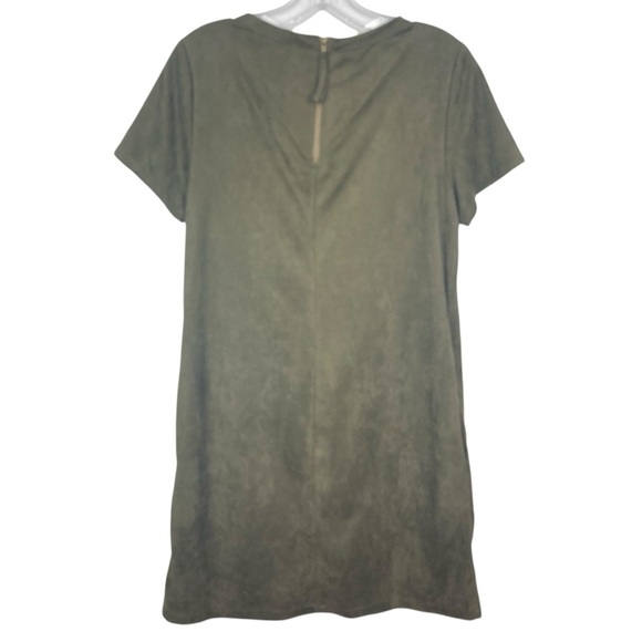 LOVE RICHE Vegan Suede Western Shift Dress with Pockets in Moss Green - Size S - Picture 3 of 10